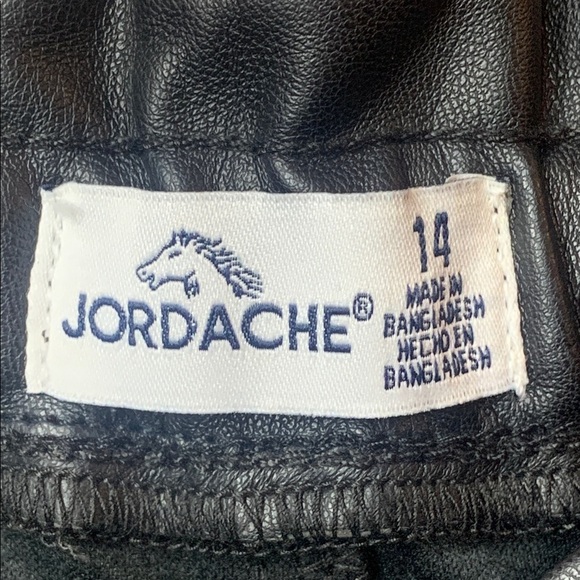 Jordache Girls Vegan Leather Pants Black Straight Leg Elastic Waist Sz 14 NWT - Picture 8 of 12